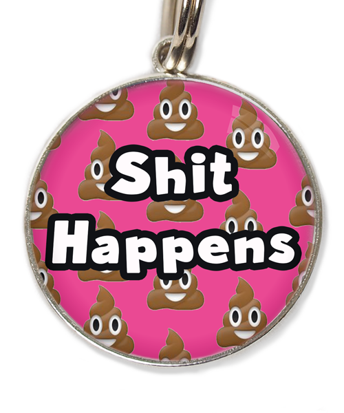 shit-happens-huisdierpenning-fushia