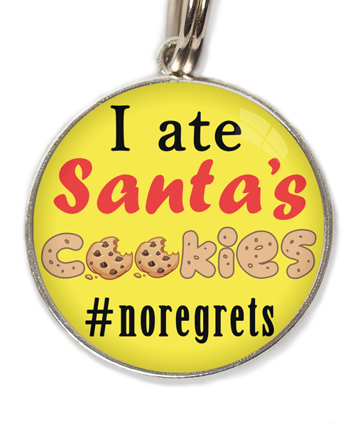 i-ate-santas-cookies-kerst-huisdierpenning-geel
