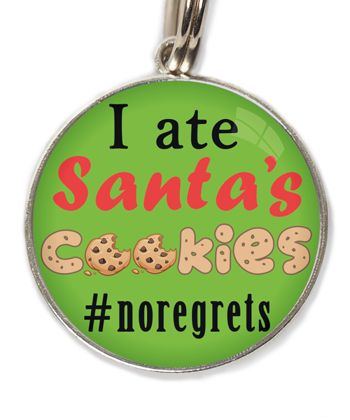 i-ate-santas-cookies-kerst-huisdierpenning-groen