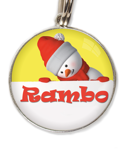 sneeuwman-met-naam-kerst-huisdierpenning-geel