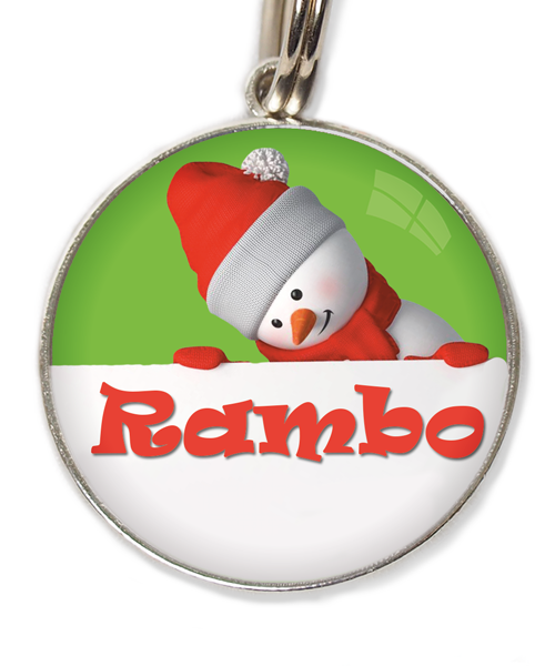 sneeuwman-met-naam-kerst-huisdierpenning-groen