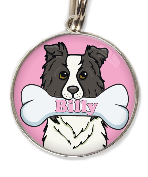 bordercollie-blauw-met-naam-huisdierpenning-lichtroze