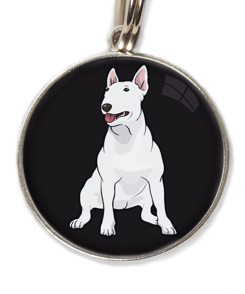 bull-terrier-wit-huisdierpenning-zwart