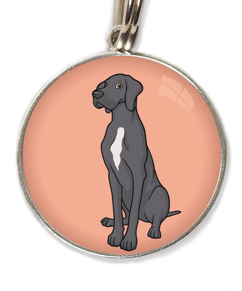 deense-dog-donker-grijs-witte-vlek-huisdierpenning-peach