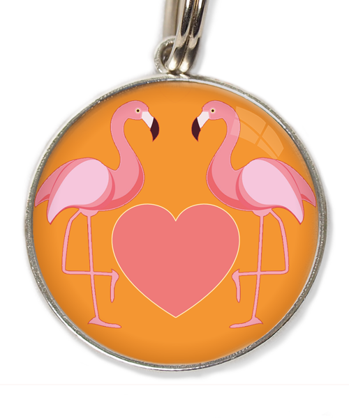 flamingo-love-hart-huisdierpenning-oranje