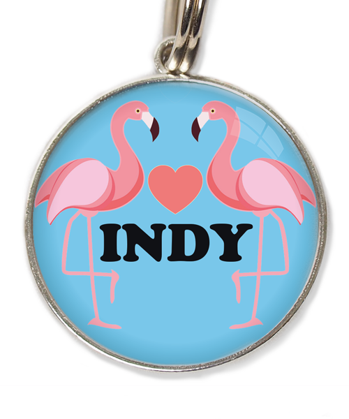 flamingo-love-hart-met-naam-huisdierpenning-lichtblauw