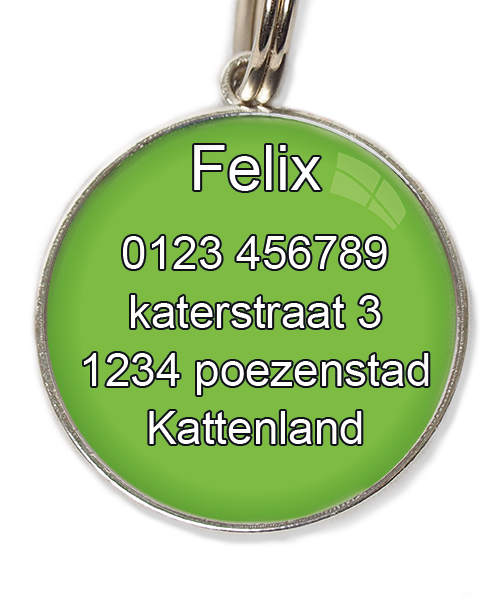 kat achterkant huisdierpenning groen