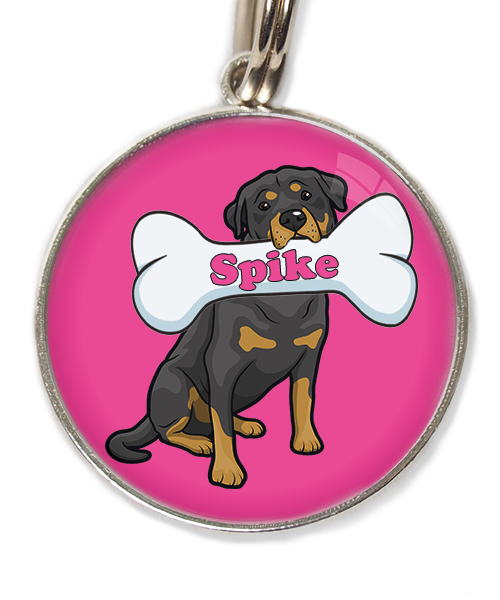 rottweiler-met-naam-been-huisdierpenning-fushia