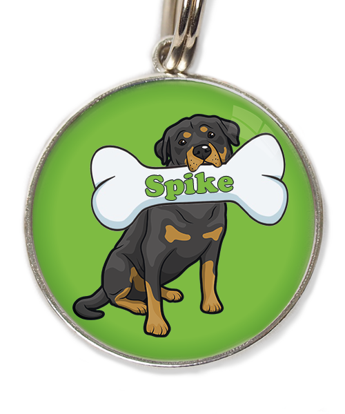 rottweiler-met-naam-been-huisdierpenning-groen