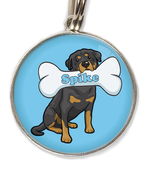 rottweiler-met-naam-been-huisdierpenning-lichtblauw