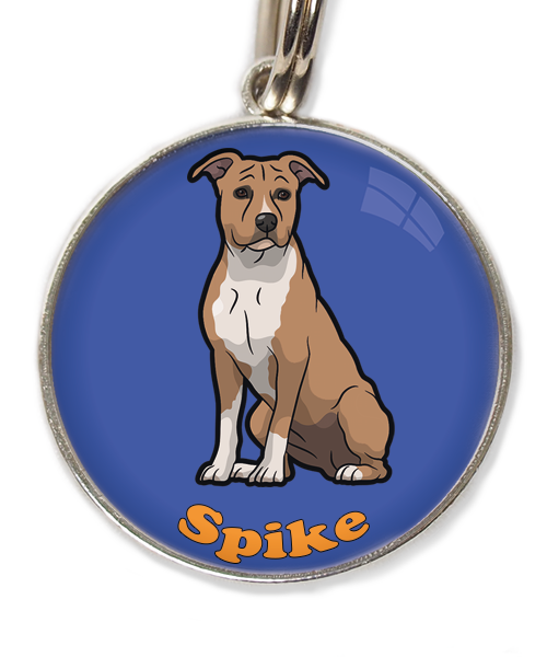 stafford-bruin-wit-met-naam-los-huisdierpenning-blauw