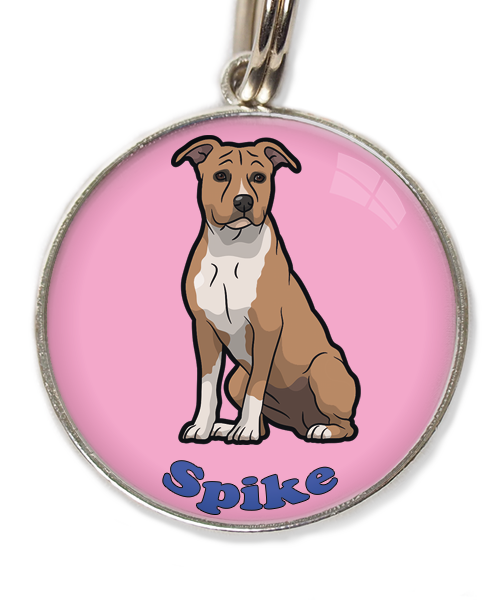 stafford-bruin-wit-met-naam-los-huisdierpenning-lichtroos