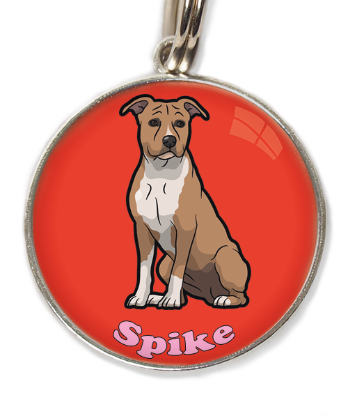 stafford-bruin-wit-met-naam-los-huisdierpenning-rood