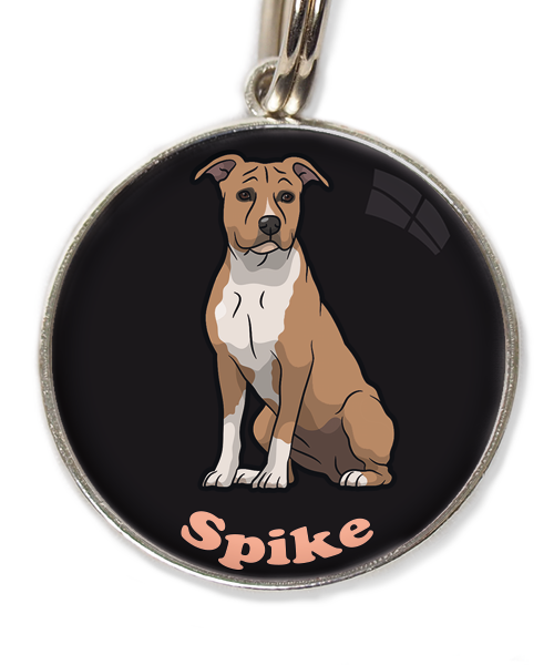 stafford-bruin-wit-met-naam-los-huisdierpenning-zwart