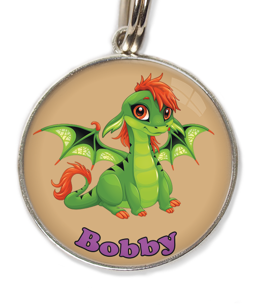 cute-green-dragon-met-naam-los-huisdierpenning-beige
