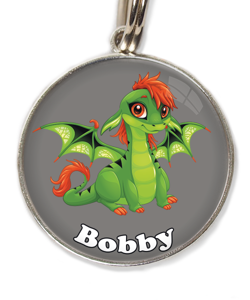 cute-green-dragon-met-naam-los-huisdierpenning-lichtgrijs