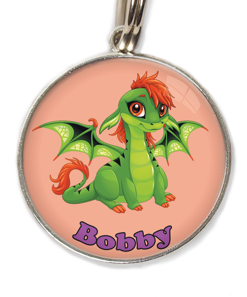 cute-green-dragon-met-naam-los-huisdierpenning-peach