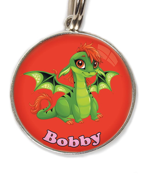 cute-green-dragon-met-naam-los-huisdierpenning-rood