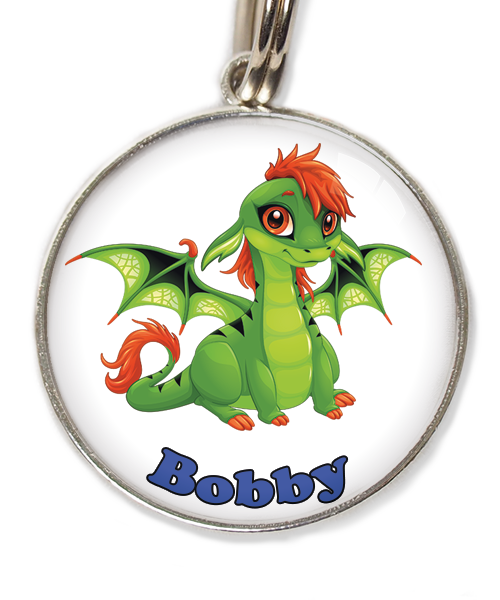 cute-green-dragon-met-naam-los-huisdierpenning-wit