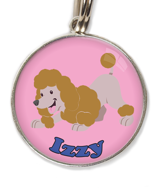 dwergdpoedel-buigend-bruin-met-naam-los-huisdierpenning-lichtroos