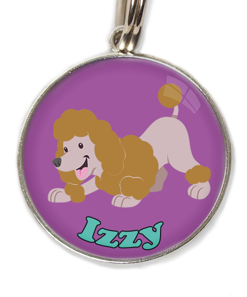 dwergdpoedel-buigend-bruin-met-naam-los-huisdierpenning-lilla