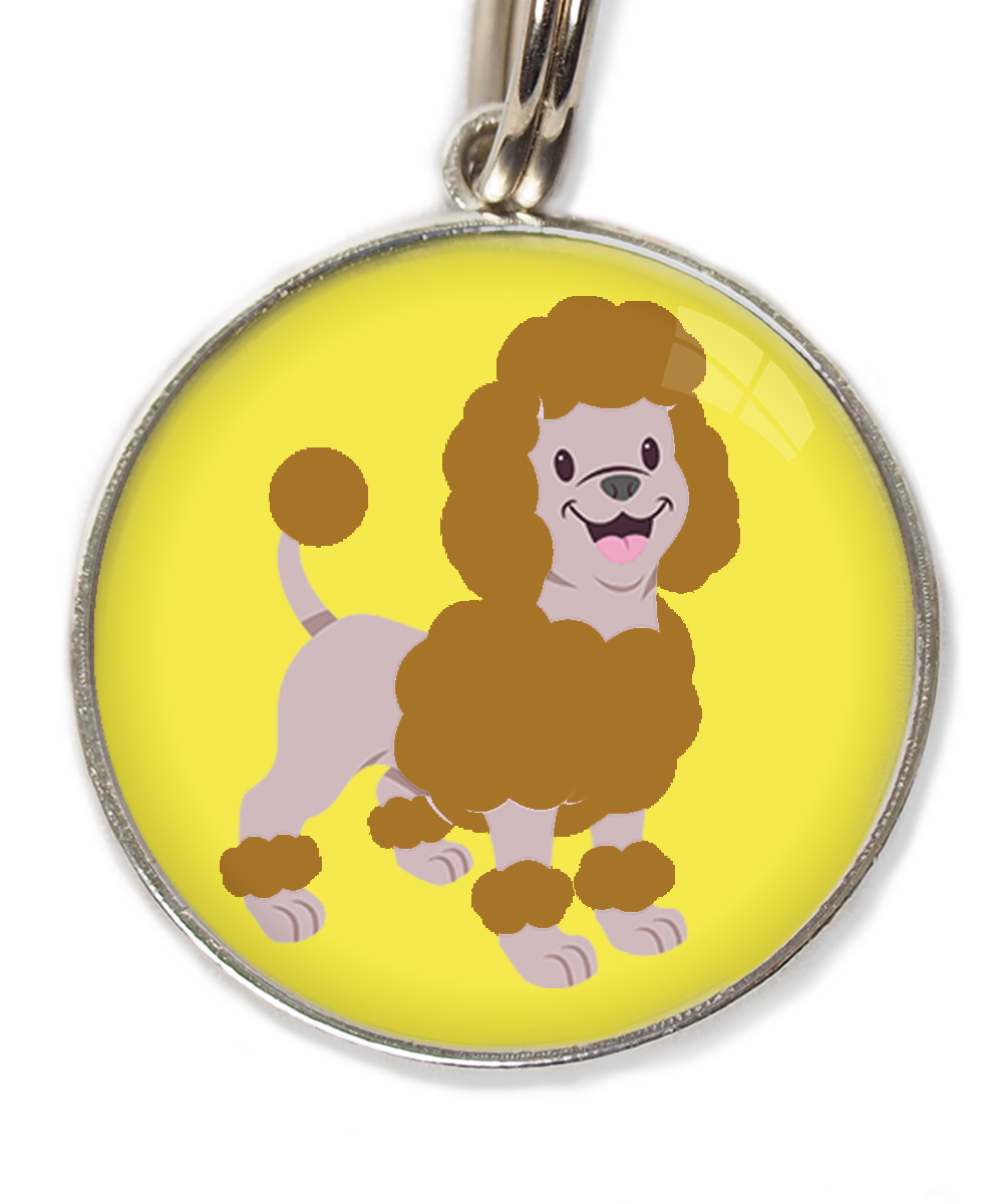 dwergpoedel-bruin-huisdierpenning-geel