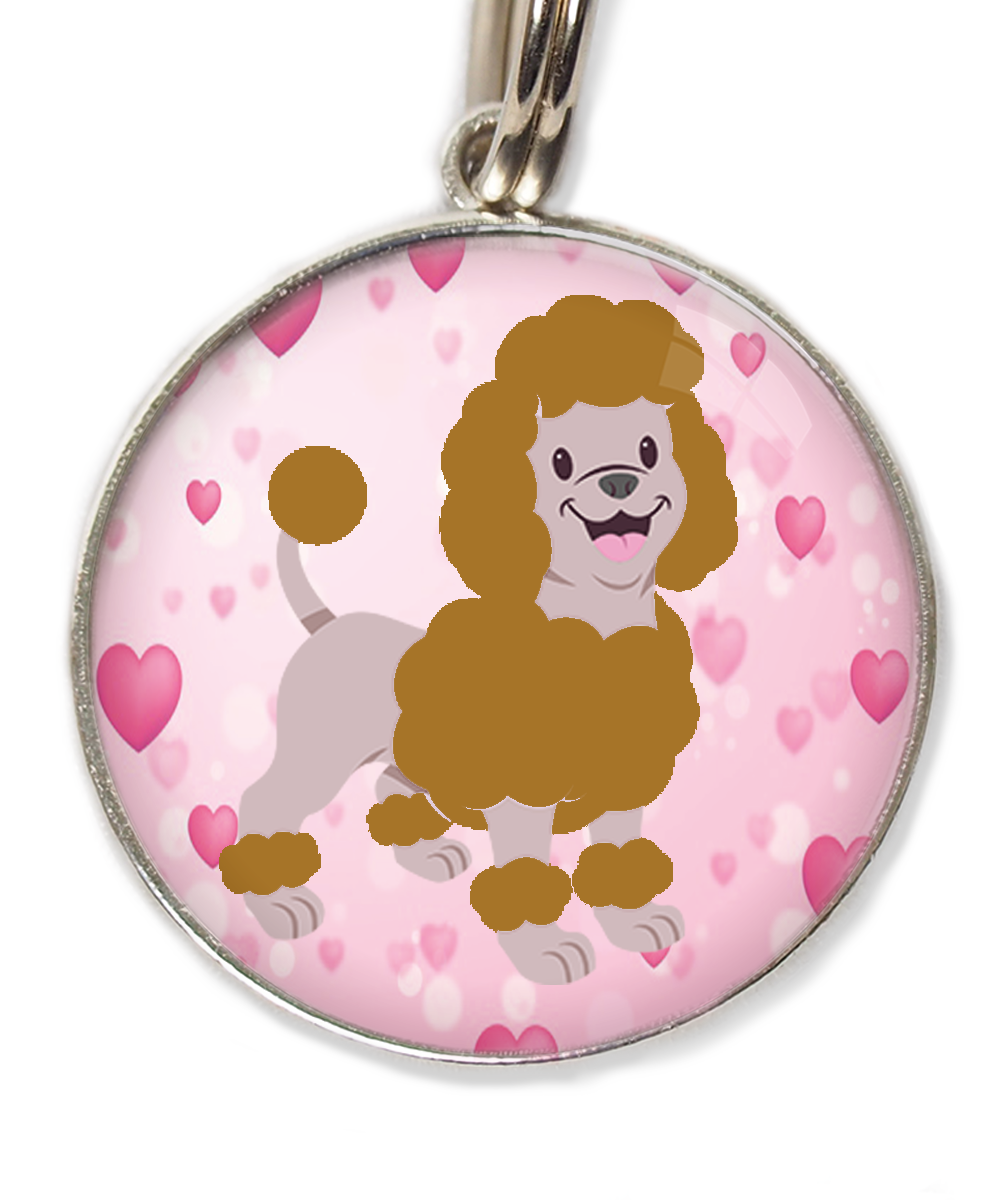 dwergpoedel-bruin-huisdierpenning-hartjes