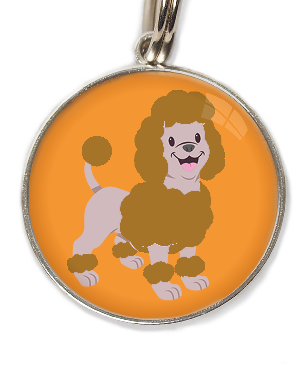 dwergpoedel-bruin-huisdierpenning-oranje