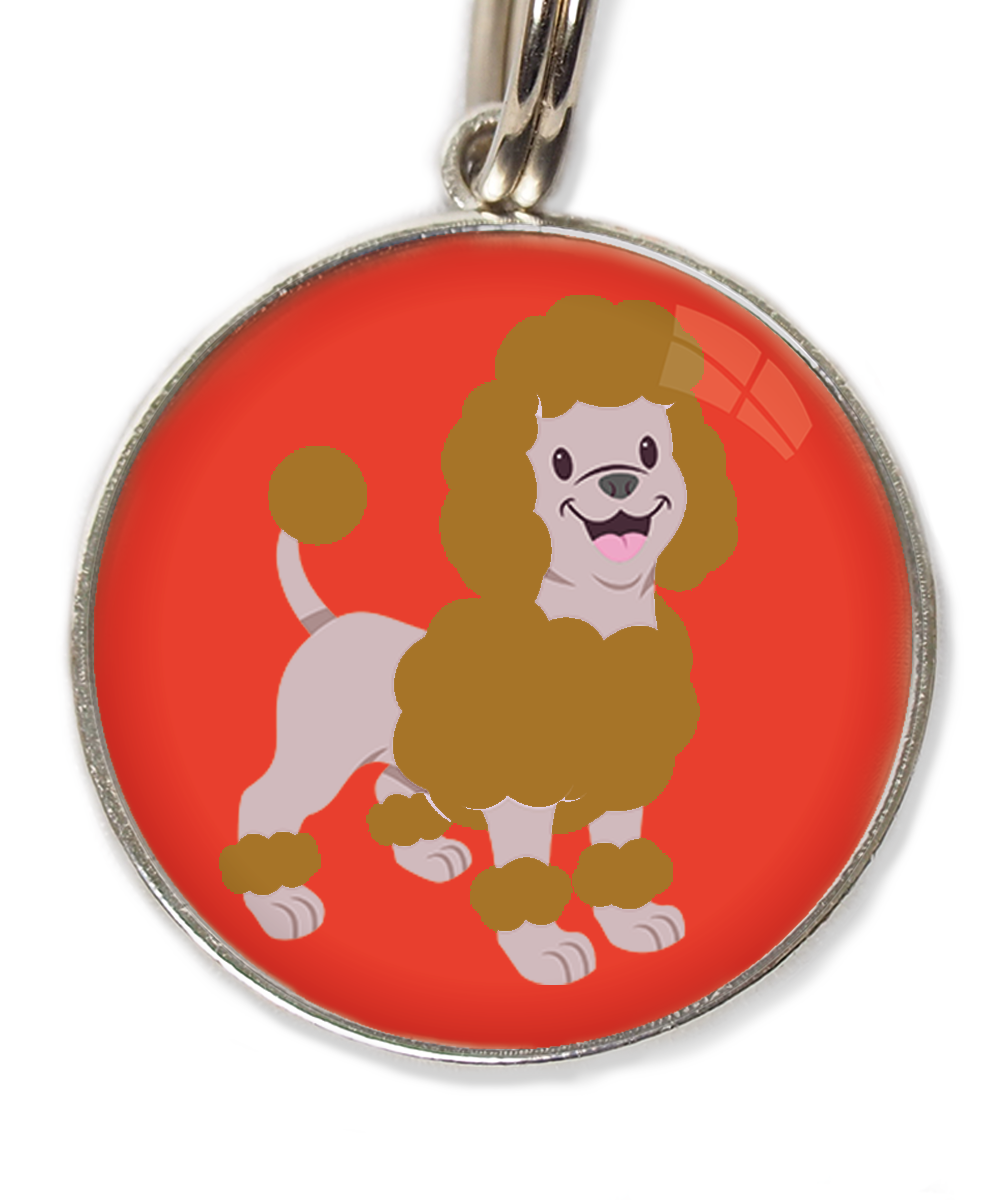 dwergpoedel-bruin-huisdierpenning-rood