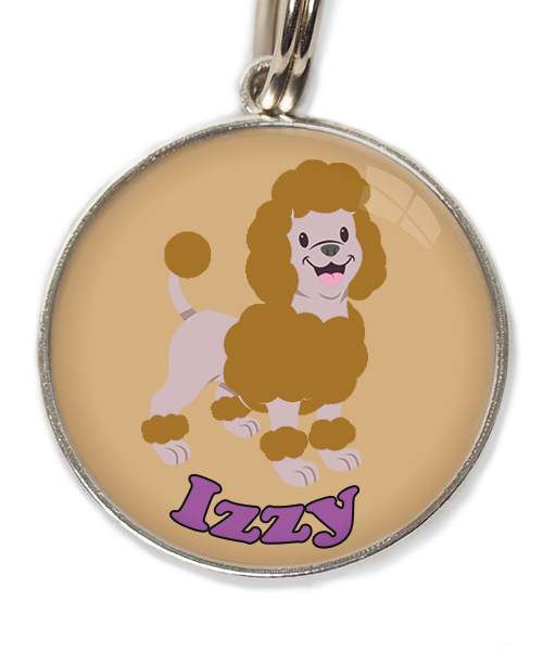 dwergpoedel-bruin-met-naam-los-huisdierpenning-beige