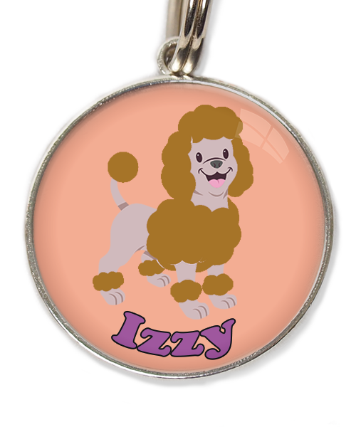 dwergpoedel-bruin-met-naam-los-huisdierpenning-peach