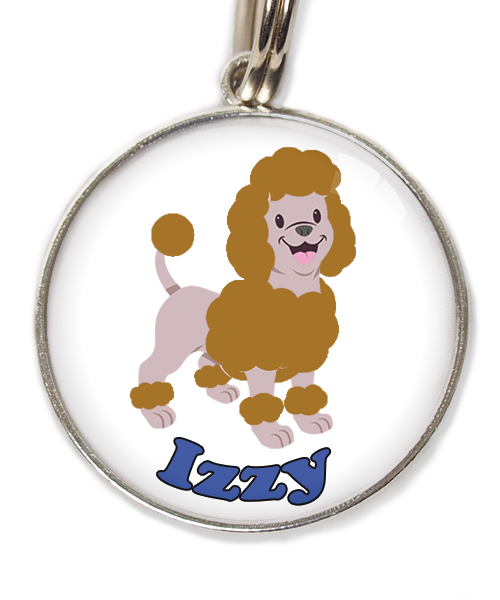 dwergpoedel-bruin-met-naam-los-huisdierpenning-wit