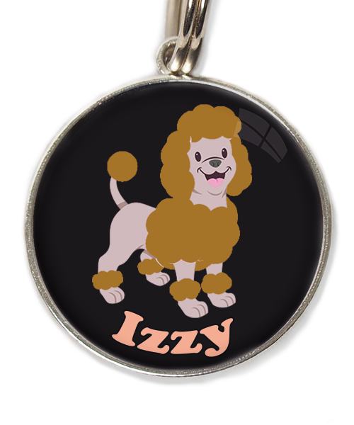 dwergpoedel-bruin-met-naam-los-huisdierpenning-zwart