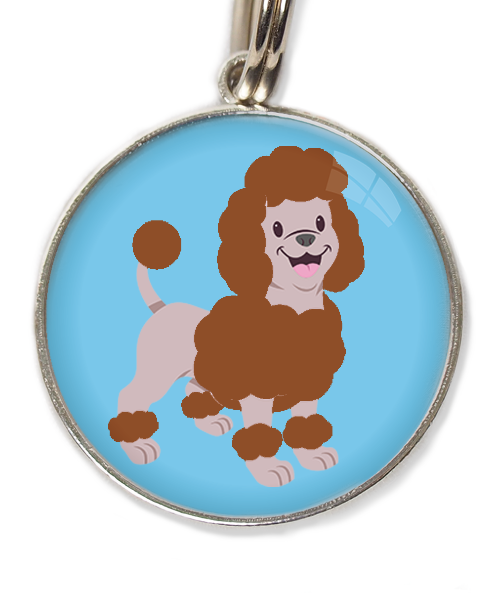 dwergpoedel-chocolade-huisdierpenning-lichtblauw