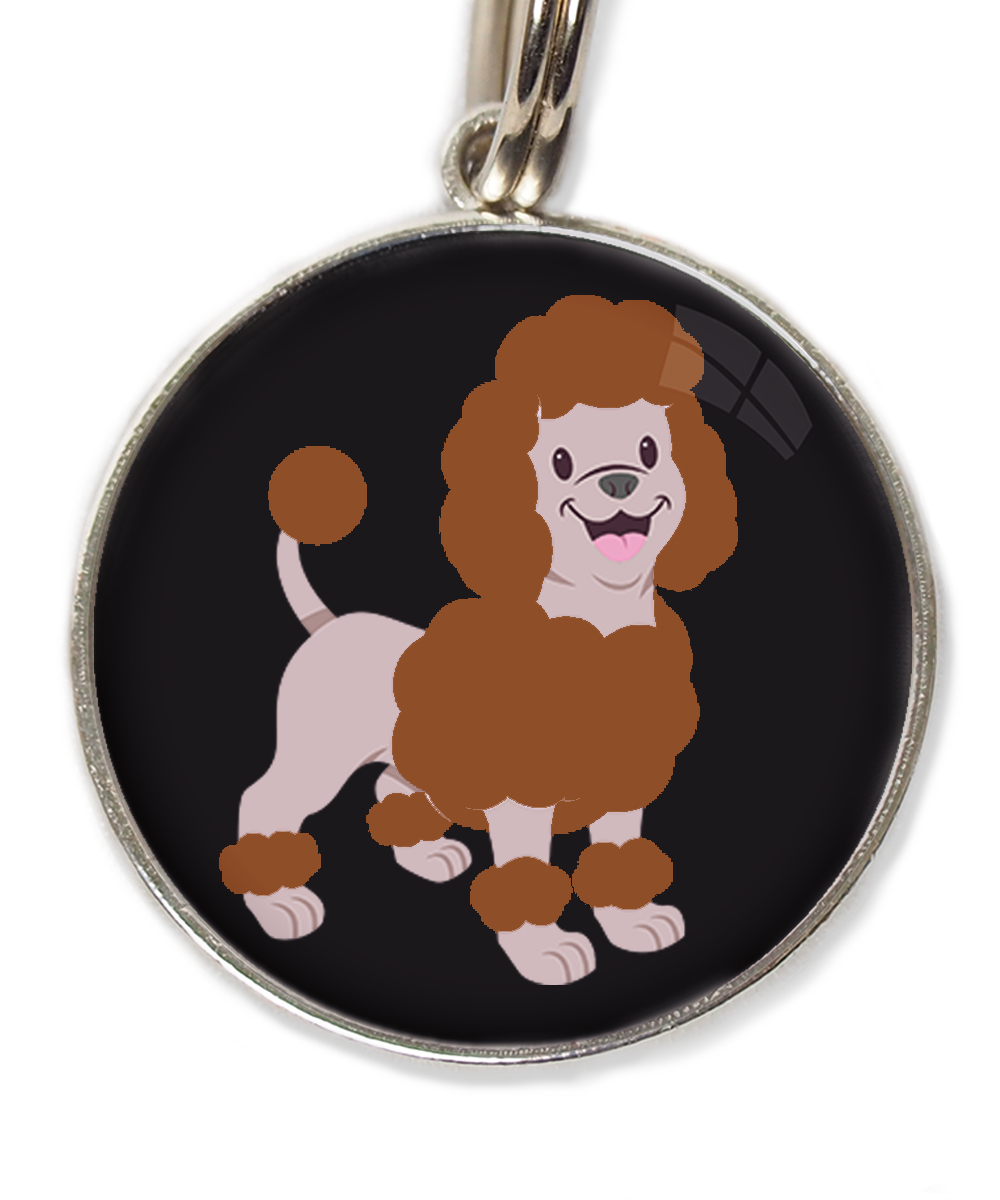 dwergpoedel-chocolade-huisdierpenning-zwart