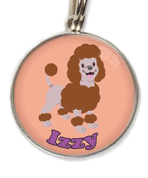 dwergpoedel-chocolade-met-naam-los-huisdierpenning-peach