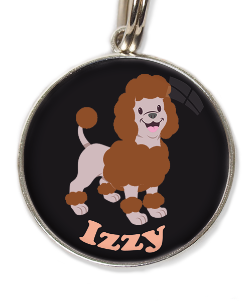 dwergpoedel-chocolade-met-naam-los-huisdierpenning-zwart