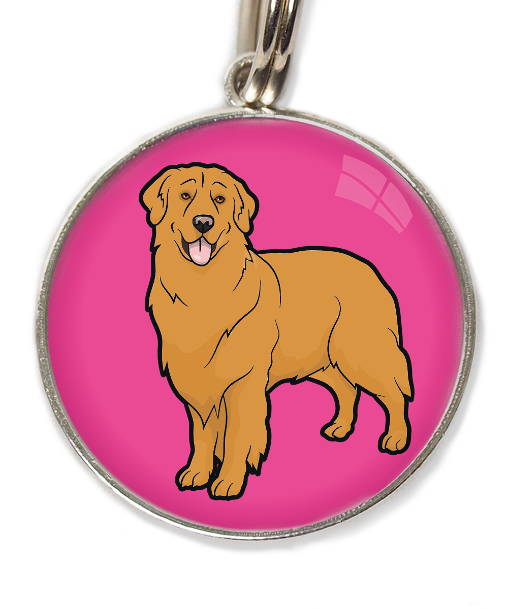 golden-retriever-orange-huisdierpenning-fushia