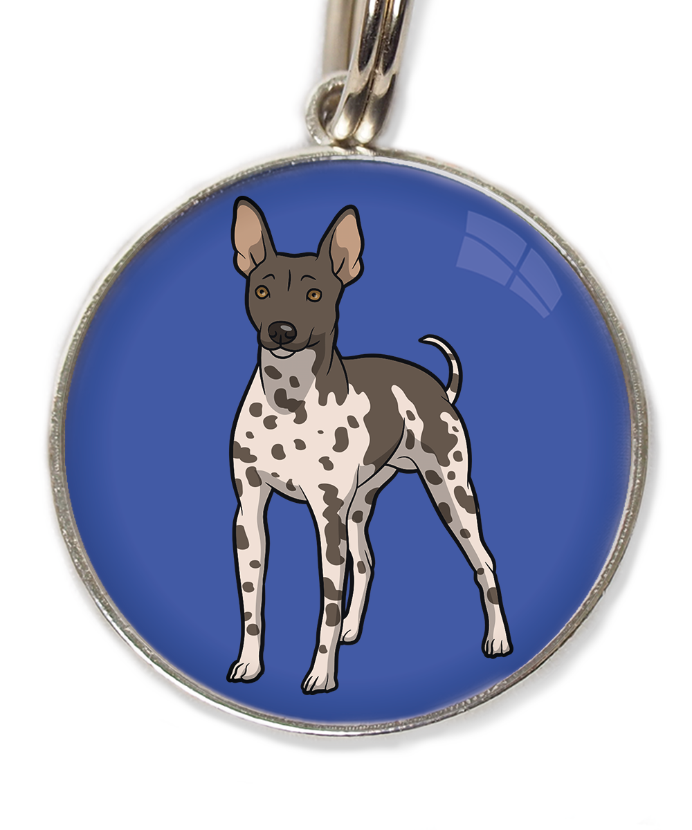 hairless-terrier-gevlekt-huisdierpenning-blauw