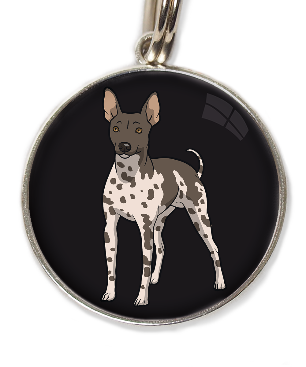 hairless-terrier-gevlekt-huisdierpenning-zwart