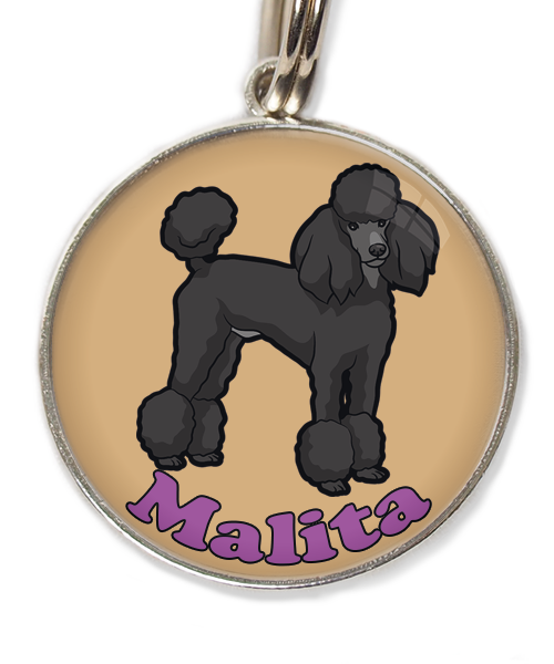 konings-poedel-met-naam-los-huisdierpenning-beige