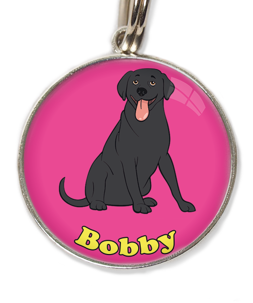 labrador-zwart-met-naam-los-huisdierpenning-fushia