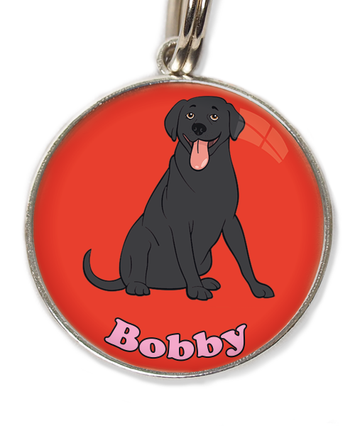 labrador-zwart-met-naam-los-huisdierpenning-rood