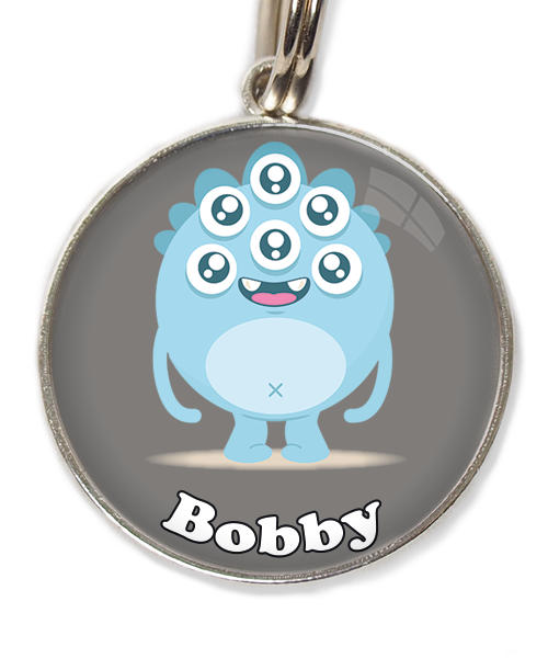 monster-blauw-met-naam-los-huisdierpenning-lichtgrijs