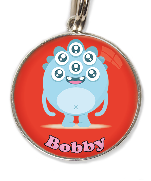 monster-blauw-met-naam-los-huisdierpenning-rood