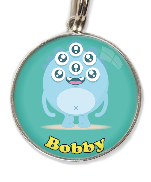 monster-blauw-met-naam-los-huisdierpenning-turquoise