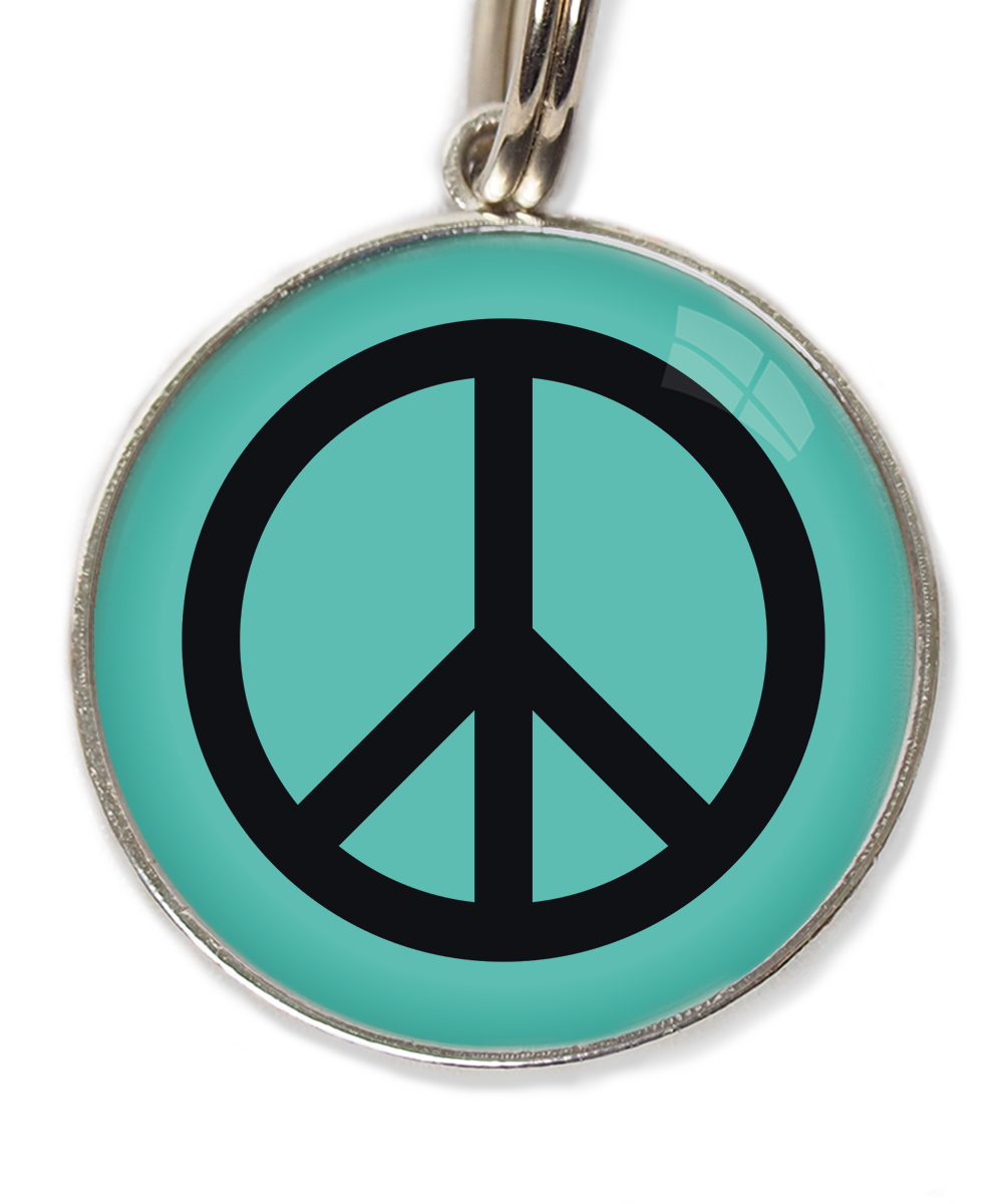 peace-sign-huisdierpenning-turquoise