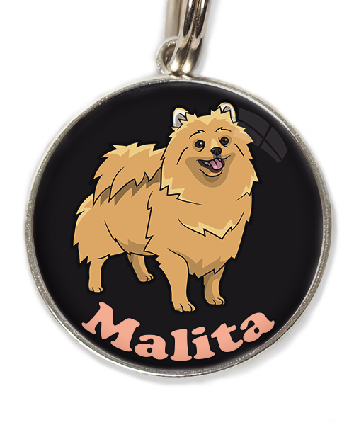 pomerian-met-naam-los-huisdierpenning-zwart