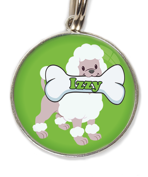 poodle-wit-met-naam-been-huisdierpenning-groen