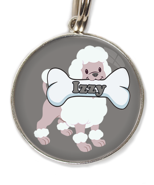 poodle-wit-met-naam-been-huisdierpenning-lichtgrijs